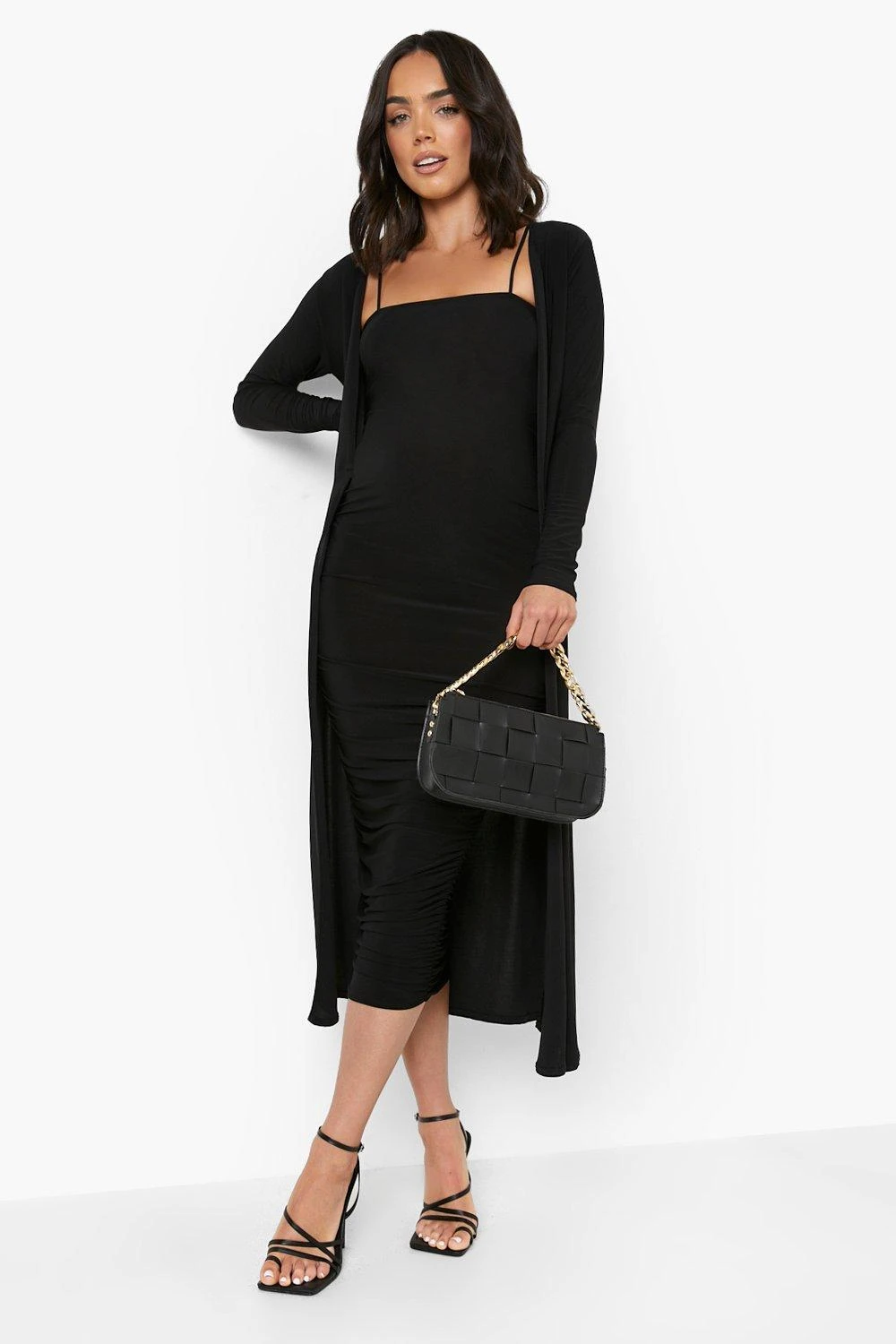 Maternité - Ensemble Avec Robe Froncée Et Pardessus Long 6 Maternité - Ensemble Avec Robe Froncée Et Pardessus Long – Image 4