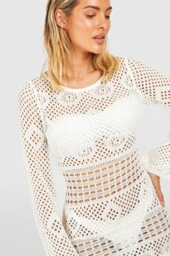 Robe De Plage En Crochet Recyclé -BOOHO Kleidung Magasin gzz06518 white xl 3
