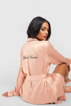 BOOHOO Robe De Chambre Premium Recyclée à Broderie Maid Of Honour 8 BOOHOO Robe De Chambre Premium Recyclée à Broderie Maid Of Honour -BOOHO Kleidung Magasin gzz06655 rose20gold xl 2