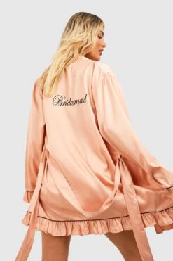 Robe De Chambre Premium Recyclée à Broderie Bridesmaid
