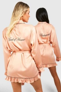 Robe De Chambre Premium Recyclée à Broderie Bridesmaid -BOOHO Kleidung Magasin gzz06656 rose20gold xl 2
