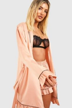 Robe De Chambre Premium Recyclée à Broderie Bridesmaid -BOOHO Kleidung Magasin gzz06656 rose20gold xl 3