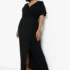 Grande Taille - Robe Longue Fendue à Manches Courtes -BOOHO Kleidung Magasin gzz07086 black xl