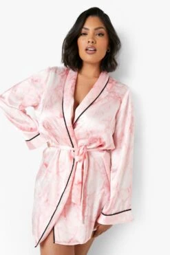 Grande Taille - Robe De Chambre Satinée à Imprimé Marbre 9 Grande Taille - Robe De Chambre Satinée à Imprimé Marbre -BOOHO Kleidung Magasin gzz07646 pink xl 3