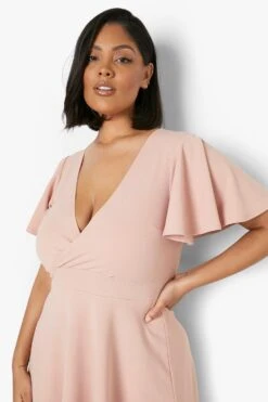 Grande Taille - Robe Patineuse Mi-longue Style Cache-cœur 9 Grande Taille - Robe Patineuse Mi-longue Style Cache-cœur -BOOHO Kleidung Magasin gzz07755 blush xl 3