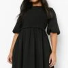 Grande Taille - Robe Froncée à Manches Bouffantes Et Volants -BOOHO Kleidung Magasin gzz08337 black xl