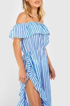Robe De Plage Longue Fendue à Imprimé Nautique -BOOHO Kleidung Magasin gzz08356 blue xl 3