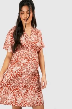 Maternité - Robe Cache-cœur Volantée à Imprimé Fleuri 9 Maternité - Robe Cache-cœur Volantée à Imprimé Fleuri -BOOHO Kleidung Magasin gzz08662 rust xl 3
