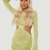 Robe De Plage Côtelée à Découpes Et Détails Froncés 1 Robe De Plage Côtelée à Découpes Et Détails Froncés -BOOHO Kleidung Magasin gzz08841 lime xl