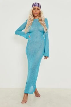 Robe De Plage Longue Semi-transparente à Dos Ouvert -BOOHO Kleidung Magasin gzz09107 washed20blue xl 2