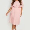 Grande Taille - Robe Mi-longue Effet Plissé - Mix & Match -BOOHO Kleidung Magasin gzz09413 blush xl