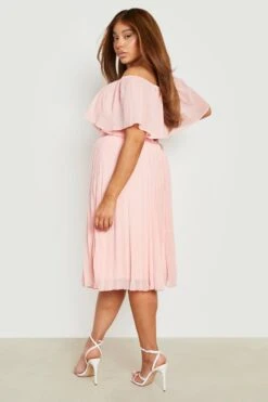 Grande Taille - Robe Mi-longue Effet Plissé - Mix & Match -BOOHO Kleidung Magasin gzz09413 blush xl 1