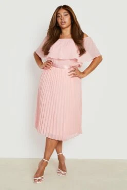 Grande Taille - Robe Mi-longue Effet Plissé - Mix & Match -BOOHO Kleidung Magasin gzz09413 blush xl 2