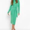 Robe Mi-longue Nouée à La Taille à Col Montant -BOOHO Kleidung Magasin gzz10404 bright20green xl