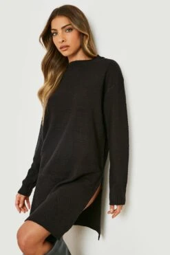 Robe Pull Fendue -BOOHO Kleidung Magasin gzz11144 black xl 2