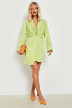 Robe Blazer Ajustée à Décolleté 8 Robe Blazer Ajustée à Décolleté -BOOHO Kleidung Magasin gzz11436 lime xl 2