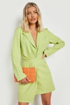 Robe Blazer Ajustée à Décolleté 9 Robe Blazer Ajustée à Décolleté -BOOHO Kleidung Magasin gzz11436 lime xl 3