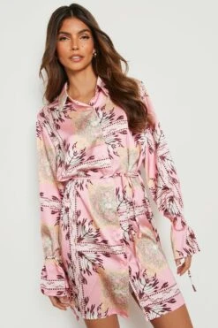 Robe Chemise Satinée -BOOHO Kleidung Magasin gzz11678 pink xl 2