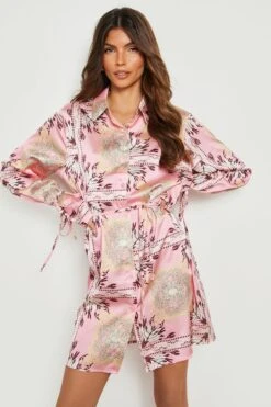 Robe Chemise Satinée -BOOHO Kleidung Magasin gzz11678 pink xl 3