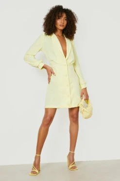 Tall - Robe Blazer Froncée -BOOHO Kleidung Magasin gzz11902 lemon xl 2