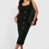 Grande Taille - Ensemble Avec Robe Mi-longue Boutonnée Et Pardessus -BOOHO Kleidung Magasin gzz12098 black xl