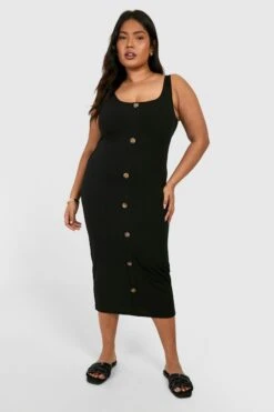 Grande Taille - Ensemble Avec Robe Mi-longue Boutonnée Et Pardessus -BOOHO Kleidung Magasin gzz12098 black xl 2