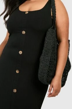 Grande Taille - Ensemble Avec Robe Mi-longue Boutonnée Et Pardessus -BOOHO Kleidung Magasin gzz12098 black xl 3