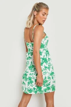 Robe Babydoll à Attaches Et Imprimé Porcelaine -BOOHO Kleidung Magasin gzz12433 green xl 1