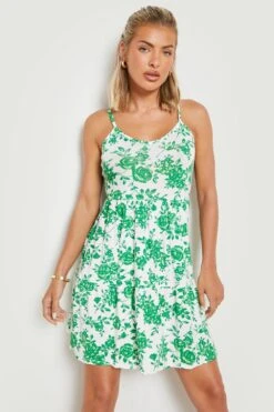 Robe Babydoll à Attaches Et Imprimé Porcelaine -BOOHO Kleidung Magasin gzz12433 green xl 2