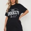 Grande Taille - Robe T-shirt Oversize à Slogan Brooklyn 2 Grande Taille - Robe T-shirt Oversize à Slogan Brooklyn -BOOHO Kleidung Magasin gzz12811 black xl