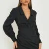Robe Chemise Cache-cœur Froncée -BOOHO Kleidung Magasin gzz12845 black xl