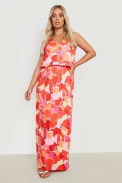 BOOHOO Grande Taille - Robe Longue à Imprimé Abstrait -BOOHO Kleidung Magasin gzz13204 red xl 2