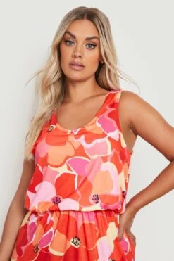 BOOHOO Grande Taille - Robe Longue à Imprimé Abstrait -BOOHO Kleidung Magasin gzz13204 red xl 3