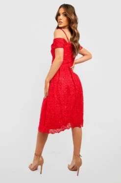 Robe Mi-longue à Col Bateau Et Broderies 7 Robe Mi-longue à Col Bateau Et Broderies -BOOHO Kleidung Magasin gzz13701 red xl 1