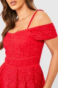 Robe Mi-longue à Col Bateau Et Broderies 9 Robe Mi-longue à Col Bateau Et Broderies -BOOHO Kleidung Magasin gzz13701 red xl 3