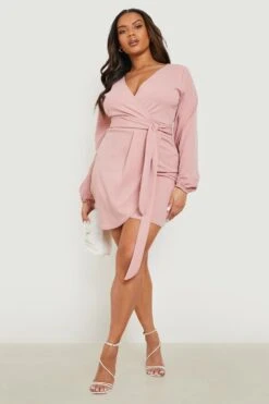 Grande Taille - Robe Cache-cœur Nouée -BOOHO Kleidung Magasin gzz14043 blush xl 2