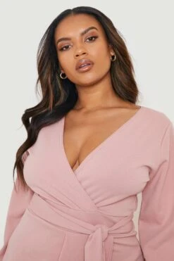 Grande Taille - Robe Cache-cœur Nouée -BOOHO Kleidung Magasin gzz14043 blush xl 3