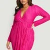 Grande Taille - Robe Cache-cœur Drapée -BOOHO Kleidung Magasin gzz14482 hot20pink xl