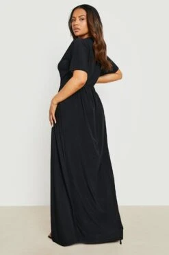 Grande Taille - Robe Portefeuille Soyeuse à Manches Larges -BOOHO Kleidung Magasin gzz14848 black xl 1