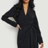 Tall - Robe Blazer Froncée à Attaches -BOOHO Kleidung Magasin gzz15086 black xl