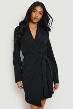 Tall - Robe Blazer Froncée à Attaches -BOOHO Kleidung Magasin gzz15086 black xl 3