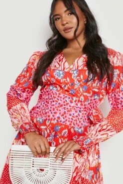 Grande Taille - Robe Portefeuille Imprimée -BOOHO Kleidung Magasin gzz15861 pink xl 3