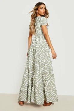 Robe Longue Froncée à Imprimé Zèbre -BOOHO Kleidung Magasin gzz16100 khaki xl 1