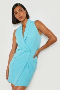 Robe Blazer Croisée Sans Manches