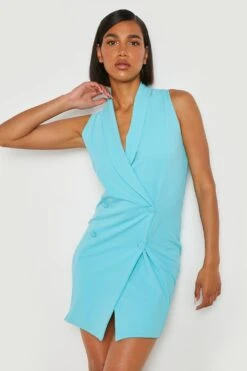 Robe Blazer Croisée Sans Manches 8 Robe Blazer Croisée Sans Manches -BOOHO Kleidung Magasin gzz16129 aqua xl 2