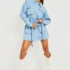 Robe Chemise Style Utilitaire En Tissu Premium -BOOHO Kleidung Magasin gzz16232 blue xl