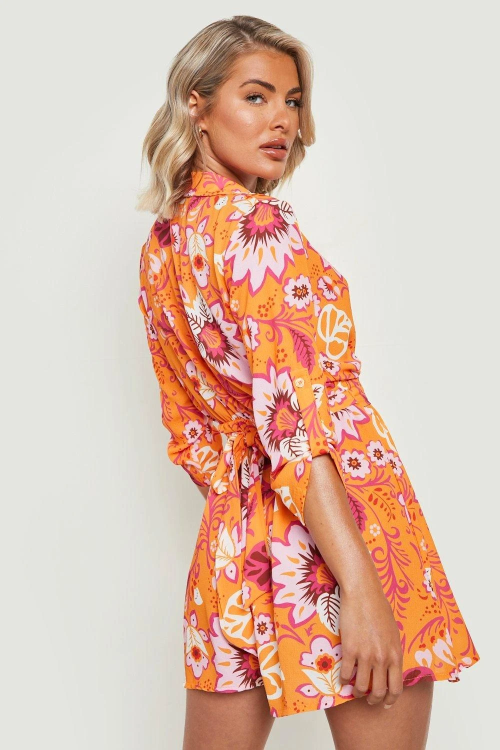 Robe Chemise à Ceinture Et Imprimé Fleuri 4 Robe Chemise à Ceinture Et Imprimé Fleuri – Image 2