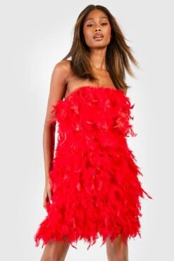 Robe Bandeau à Plumes