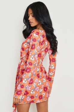 Tall - Robe Blazer Froncée à Imprimé Floral 7 Tall - Robe Blazer Froncée à Imprimé Floral -BOOHO Kleidung Magasin gzz16512 orange xl 1