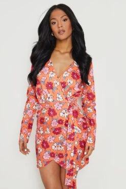 Tall - Robe Blazer Froncée à Imprimé Floral 9 Tall - Robe Blazer Froncée à Imprimé Floral -BOOHO Kleidung Magasin gzz16512 orange xl 3